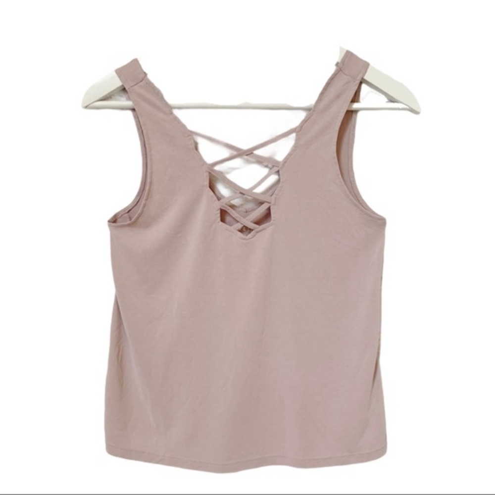 AMERICAN EAGLE Tank Top with Criss Cross S…